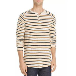 SCOTCH & SODA Men's Striped Long Sleeve Raglan Henley Shirt White Extra Large